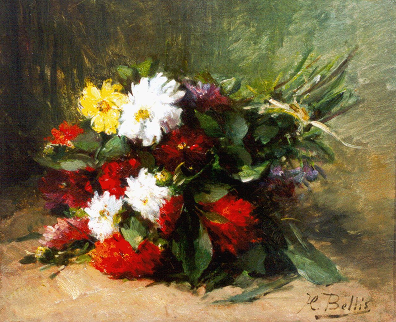 Bellis J.L.  | Josse-Lambert 'Hubert' Bellis, A colourful bouquet, oil on canvas 38.4 x 46.3 cm, signed l.r.