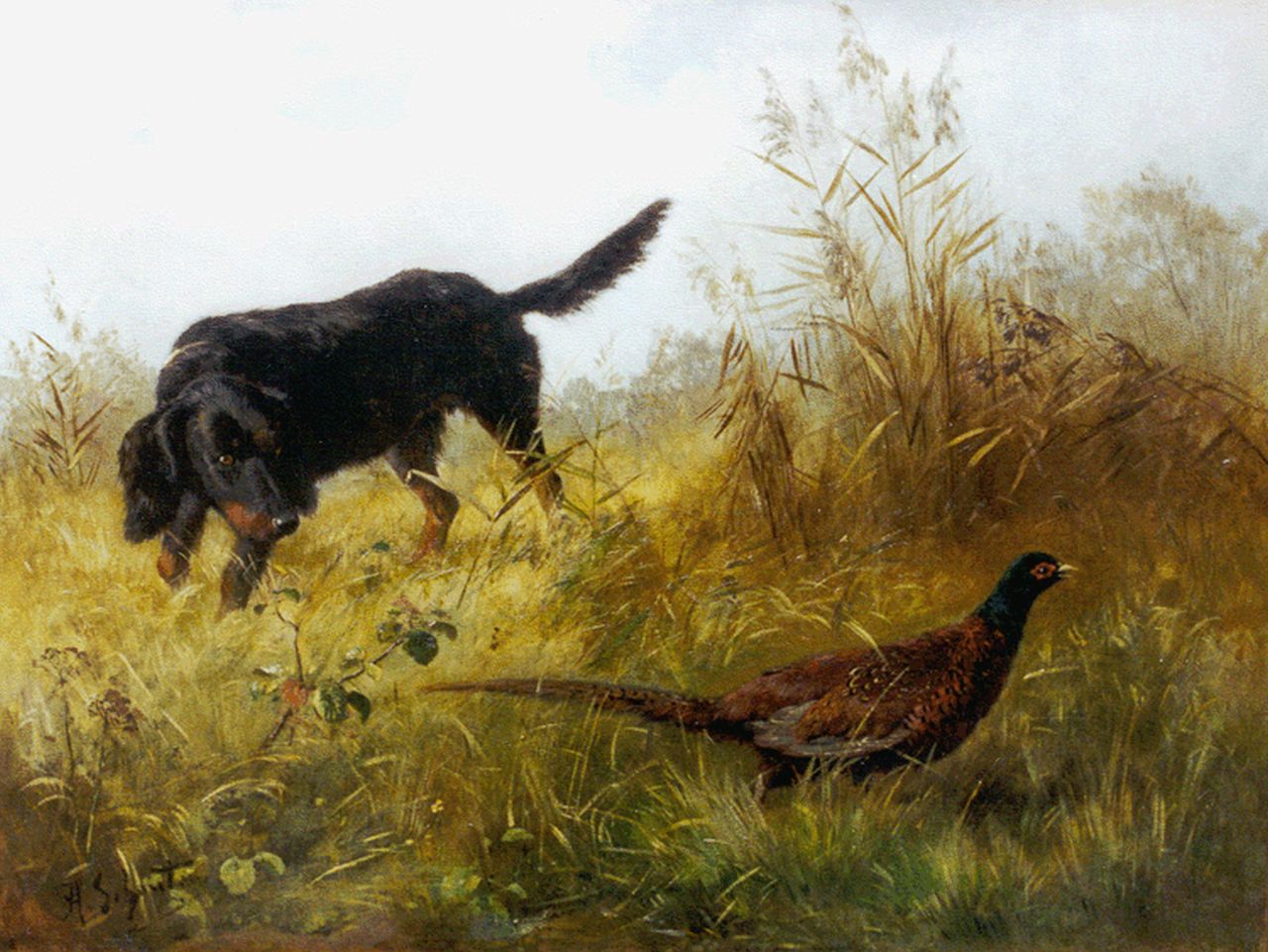 Schouten H.  | Henry Schouten, A retriever, oil on canvas 50.4 x 67.4 cm, signed l.l.