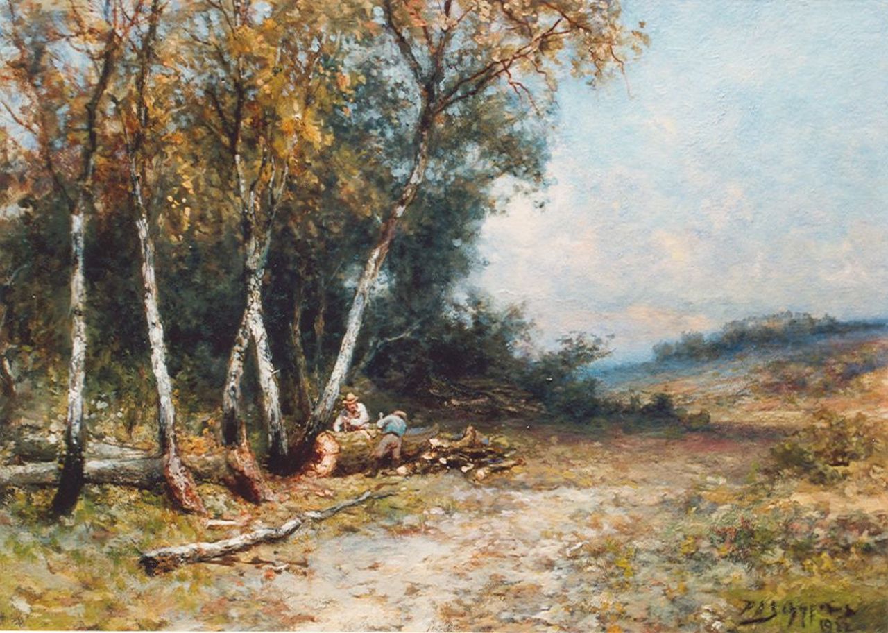 Schipperus P.A.  | Pieter Adrianus 'Piet' Schipperus, Gathering wood, 42.3 x 60.0 cm, signed l.r. and dated 1922