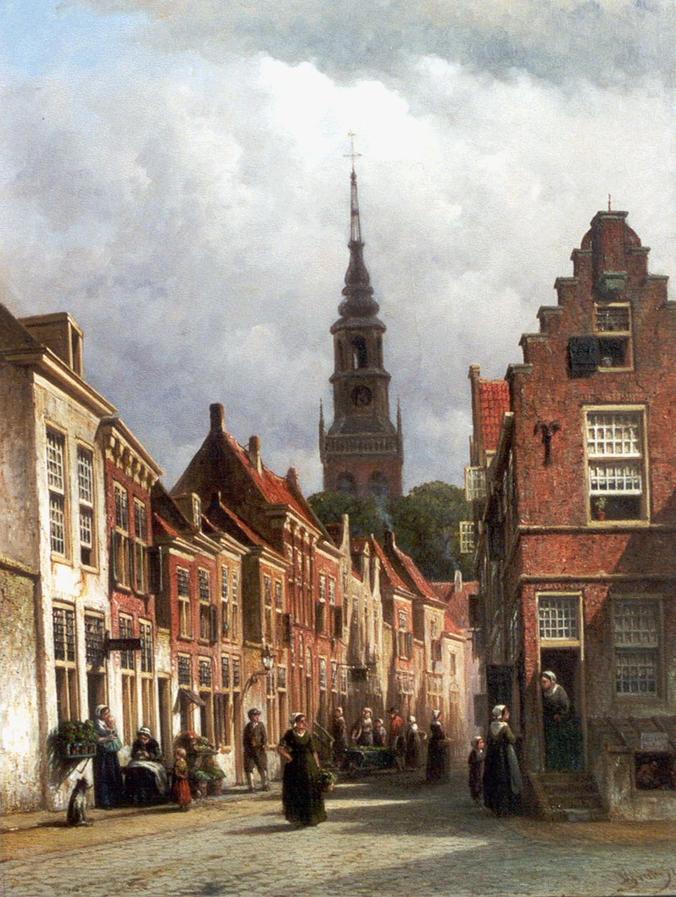 Vertin P.G.  | Petrus Gerardus Vertin, A view of Haarlem with the Nieuwe Kerk beyond, oil on panel 59.0 x 45.1 cm, signed l.r. and dated '76