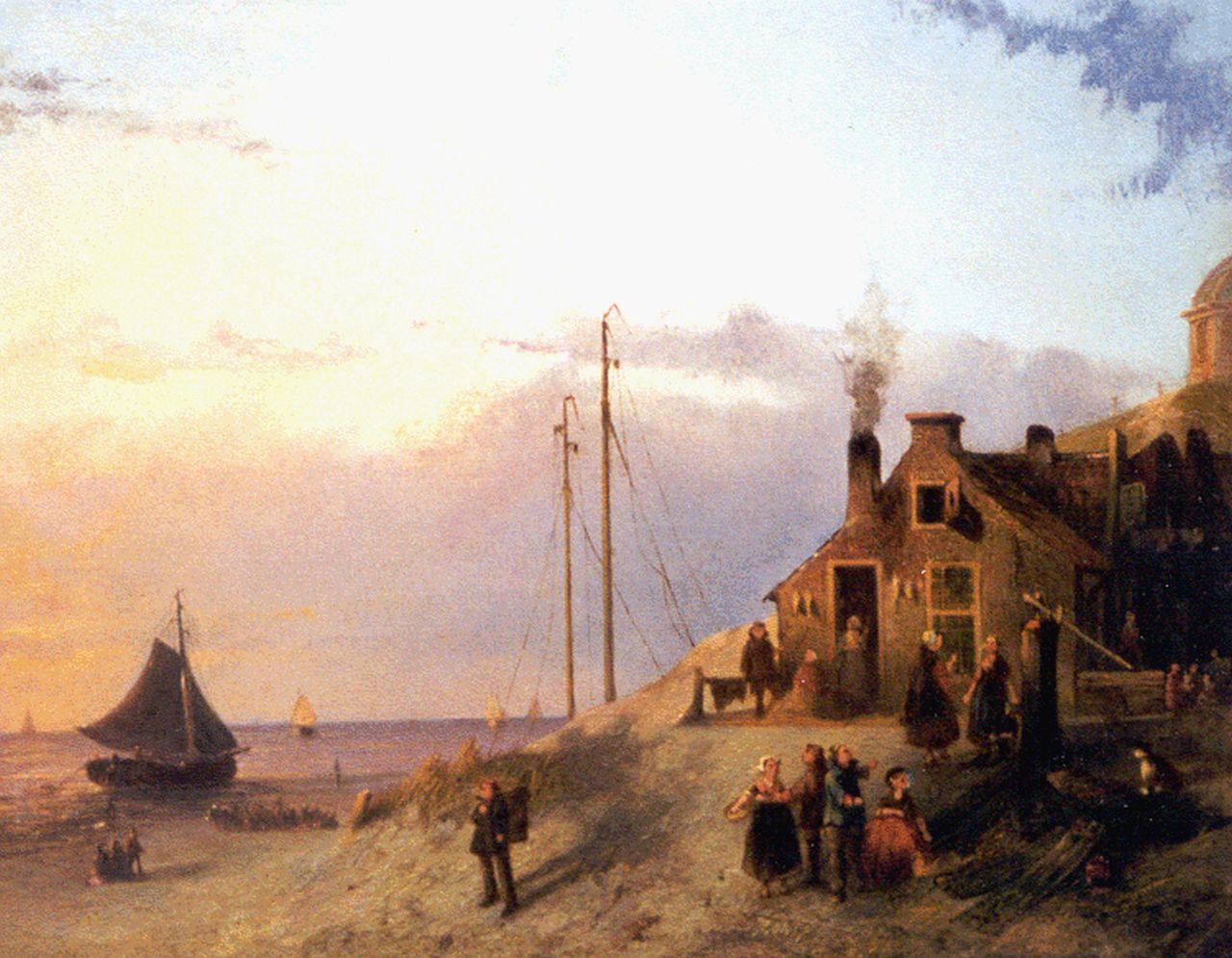 Bles J.  | Joseph Bles, A coastal view of Scheveningen, oil on panel 20.6 x 26.3 cm, signed l.r.