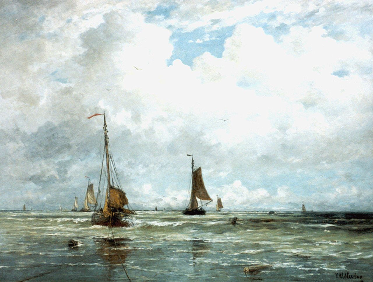 Mesdag H.W.  | Hendrik Willem Mesdag, Un temps frais, Scheveningen, oil on canvas 140.2 x 180.6 cm, signed l.r.