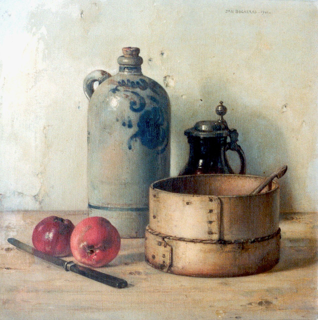 Bogaerts J.J.M.  | Johannes Jacobus Maria 'Jan' Bogaerts, A still life with strainer, oil on canvas 50.2 x 50.2 cm, signed u.r. and dated 1941