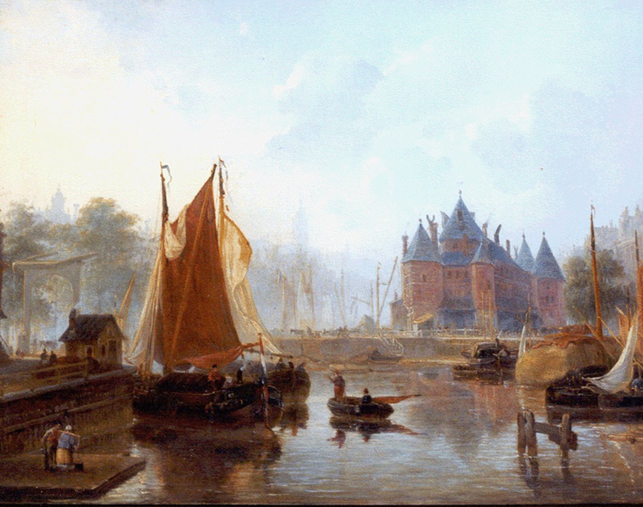 Mock J. jhr  | Johannes Mock, View of the Sint Anthonispoort, Amsterdam, oil on panel 45.4 x 58.3 cm, signed l.l.