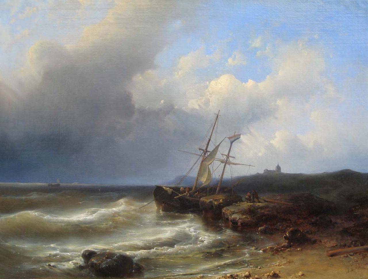 Hulk A.  | Abraham Hulk, Anticipating the upcoming storm, oil on canvas 54.8 x 72.5 cm, signed l.r.