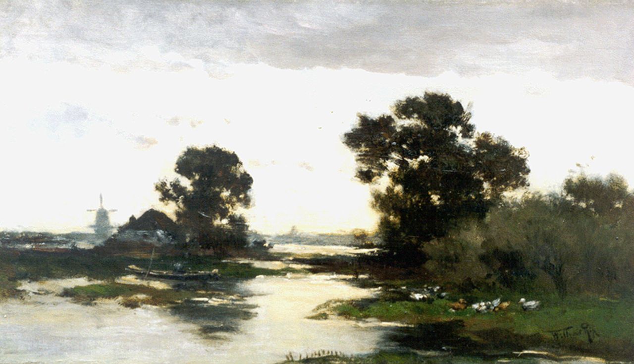 Rip W.C.  | 'Willem' Cornelis Rip, A polder landscape, oil on canvas 40.6 x 70.3 cm, signed l.r.