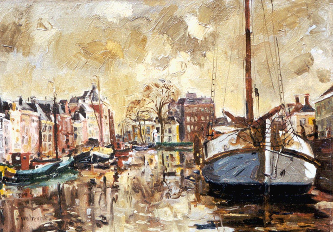 Walrecht B.H.D.  | Bernardus Hermannus David 'Ben' Walrecht, 'Het Schuitendiep', Groningen, oil on canvas 55.7 x 76.5 cm, signed l.l.