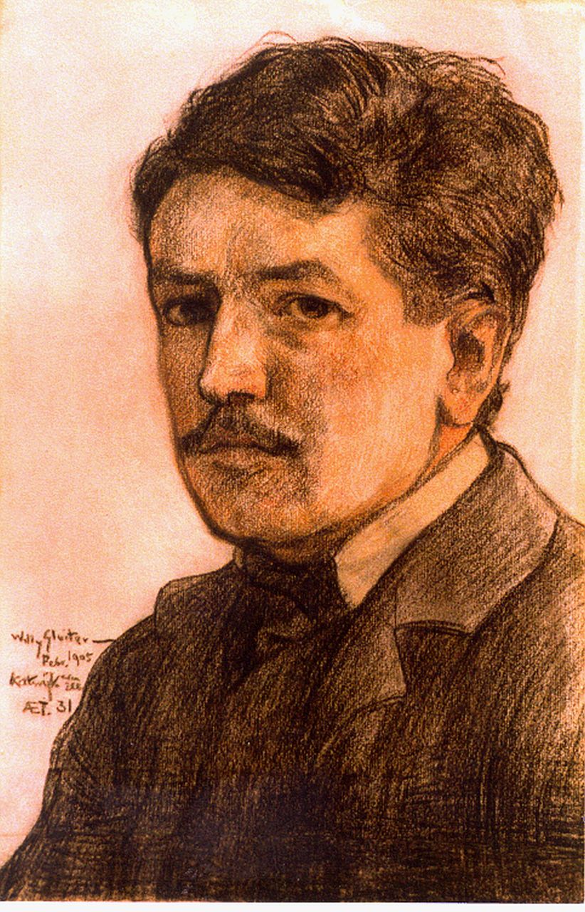 Sluiter J.W.  | Jan Willem 'Willy' Sluiter, Self-portrait, Febr. 1905, drawing on paper 26.0 x 20.0 cm, signed l.l.