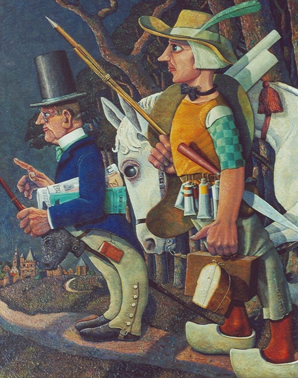 Strube J.H.  | Johan Hendrik 'Jan' Strube, Don Quichotte and Sancho Panza, oil on canvas 108.4 x 86.4 cm, signed l.r. and dated '34
