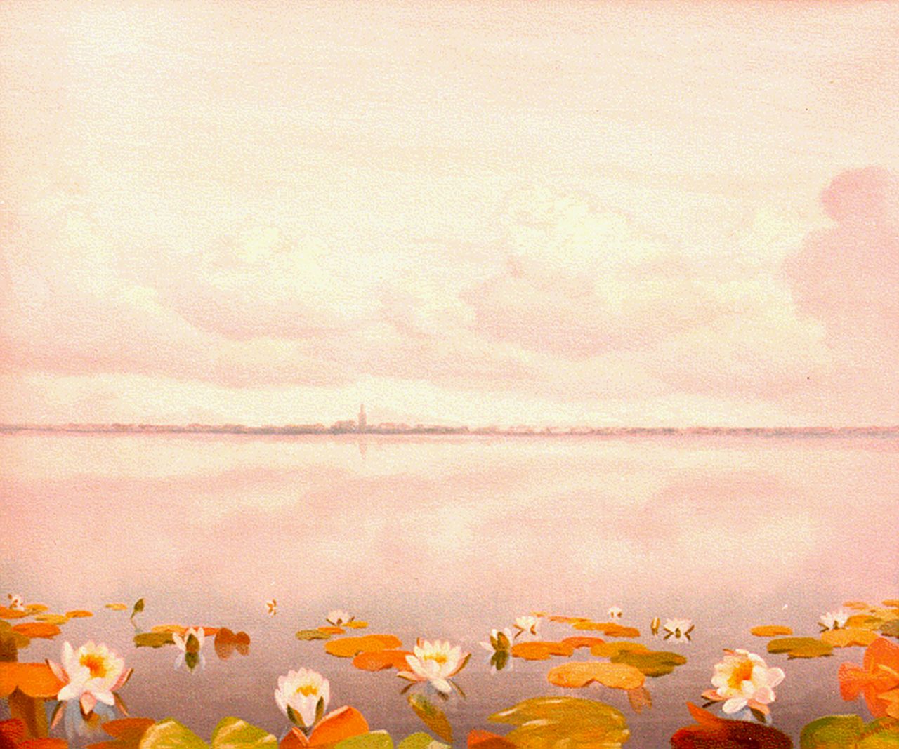 Smorenberg D.  | Dirk Smorenberg, Waterlilies,Loosdrechtse Plassen, oil on canvas 50.5 x 60.3 cm, signed l.r.