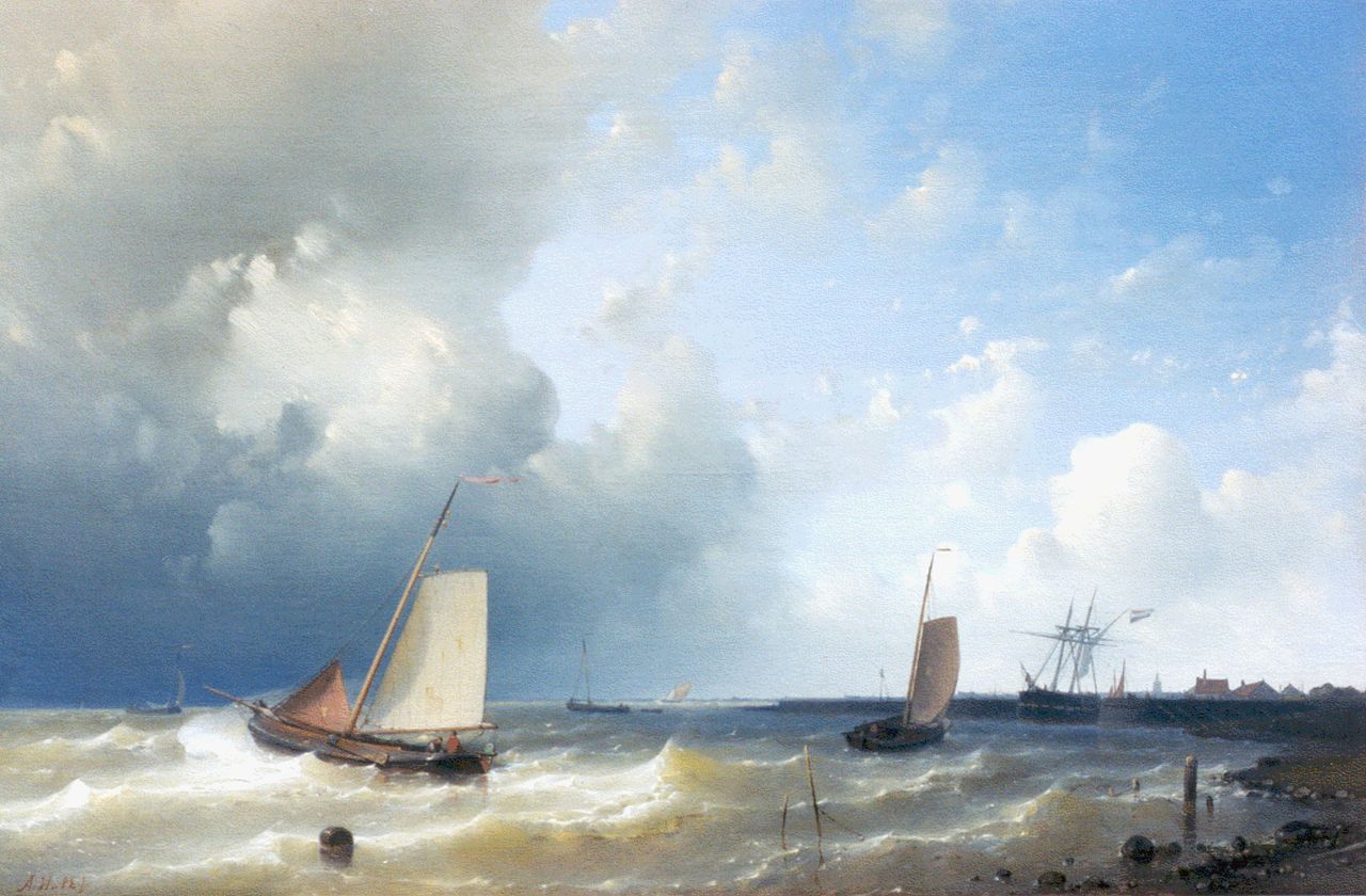 Hulk A.  | Abraham Hulk, Fishing boats off the coast, oil on panel 36.5 x 53.5 cm, signed l.l.