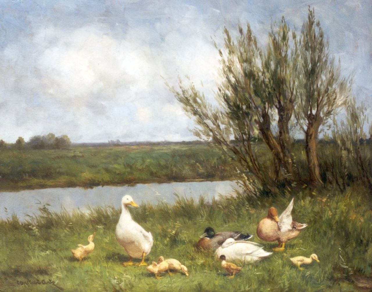 Artz C.D.L.  | 'Constant' David Ludovic Artz, Ducks on the riverbank, oil on canvas 40.0 x 50.2 cm, signed l.l.