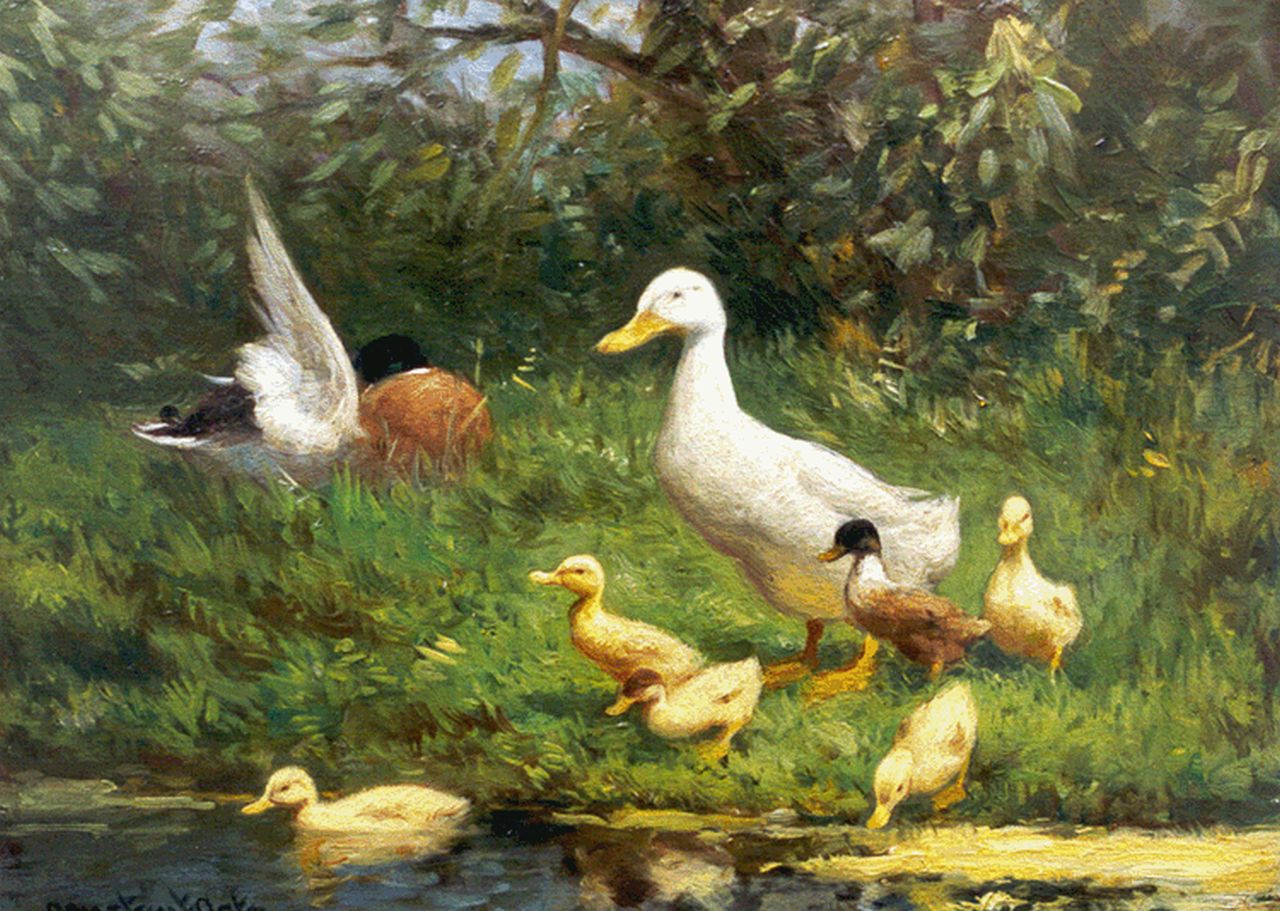 Artz C.D.L.  | 'Constant' David Ludovic Artz, A duck family, 18.0 x 24.2 cm, signed l.l.