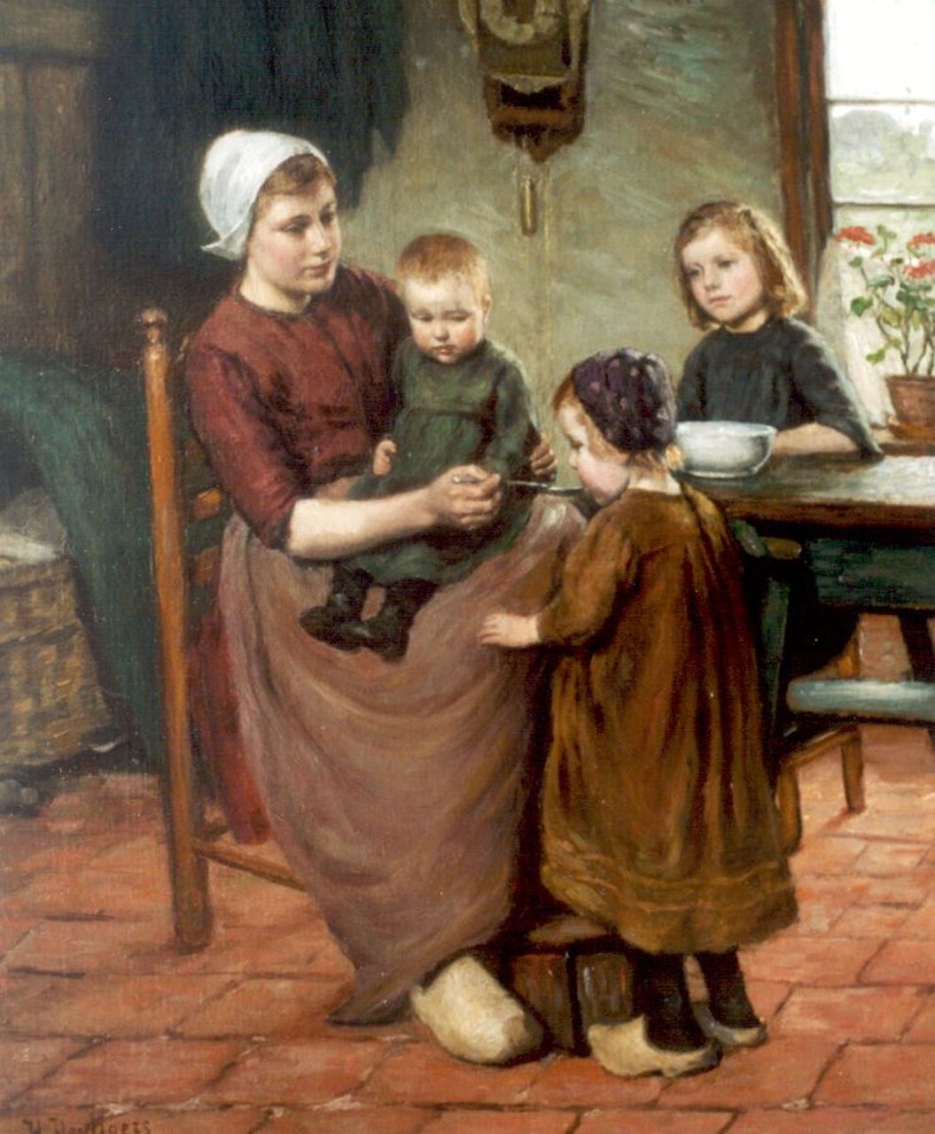 Heijligers H.  | Hendrik 'Henri' Heijligers, Dinner time, oil on canvas 65.7 x 55.5 cm, signed l.l.