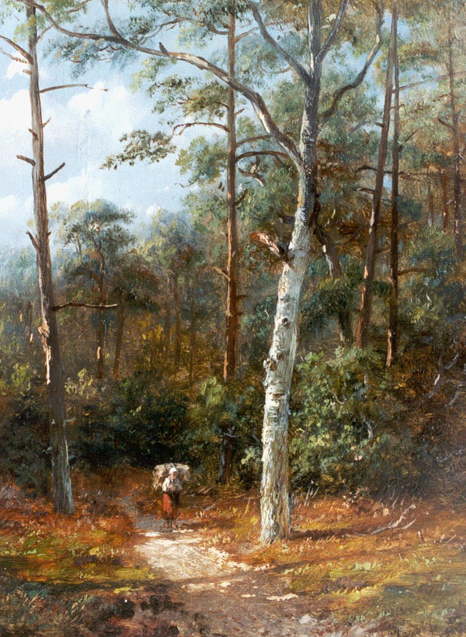 Wijngaerdt A.J. van | Anthonie Jacobus van Wijngaerdt, Gathering wood in winter, oil on panel 19.5 x 15.3 cm, signed l.r.