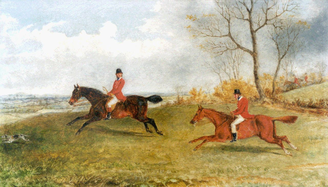 Laporte G.H.  | George Henry Laporte, The hunt, oil on panel 22.5 x 38.0 cm, signed on the reverse