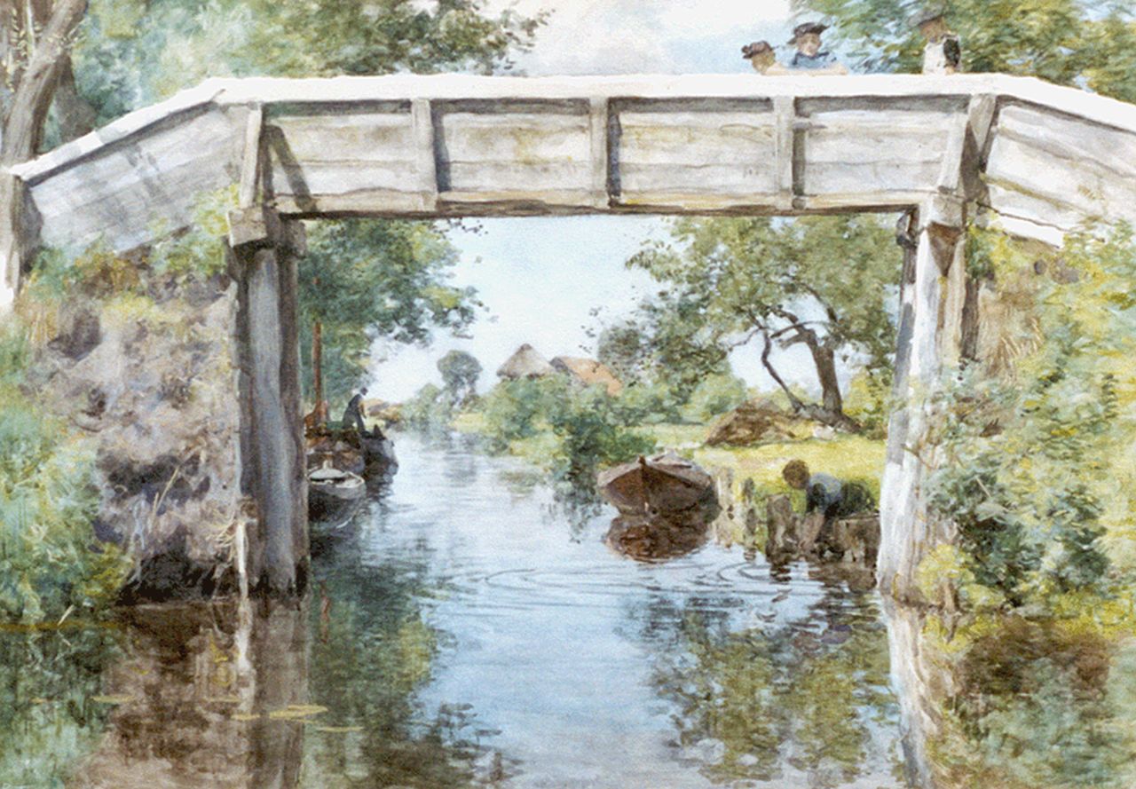 Tholen W.B.  | Willem Bastiaan Tholen, A bridge, Giethoorn, watercolour on paper 35.5 x 51.0 cm, signed l.l.