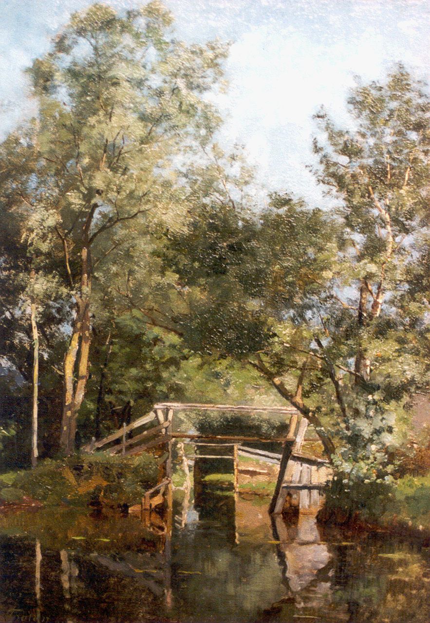 Tholen W.B.  | Willem Bastiaan Tholen, A bridge, Giethoorn, oil on canvas laid down on panel 42.2 x 29.5 cm, signed l.l. and dated '81