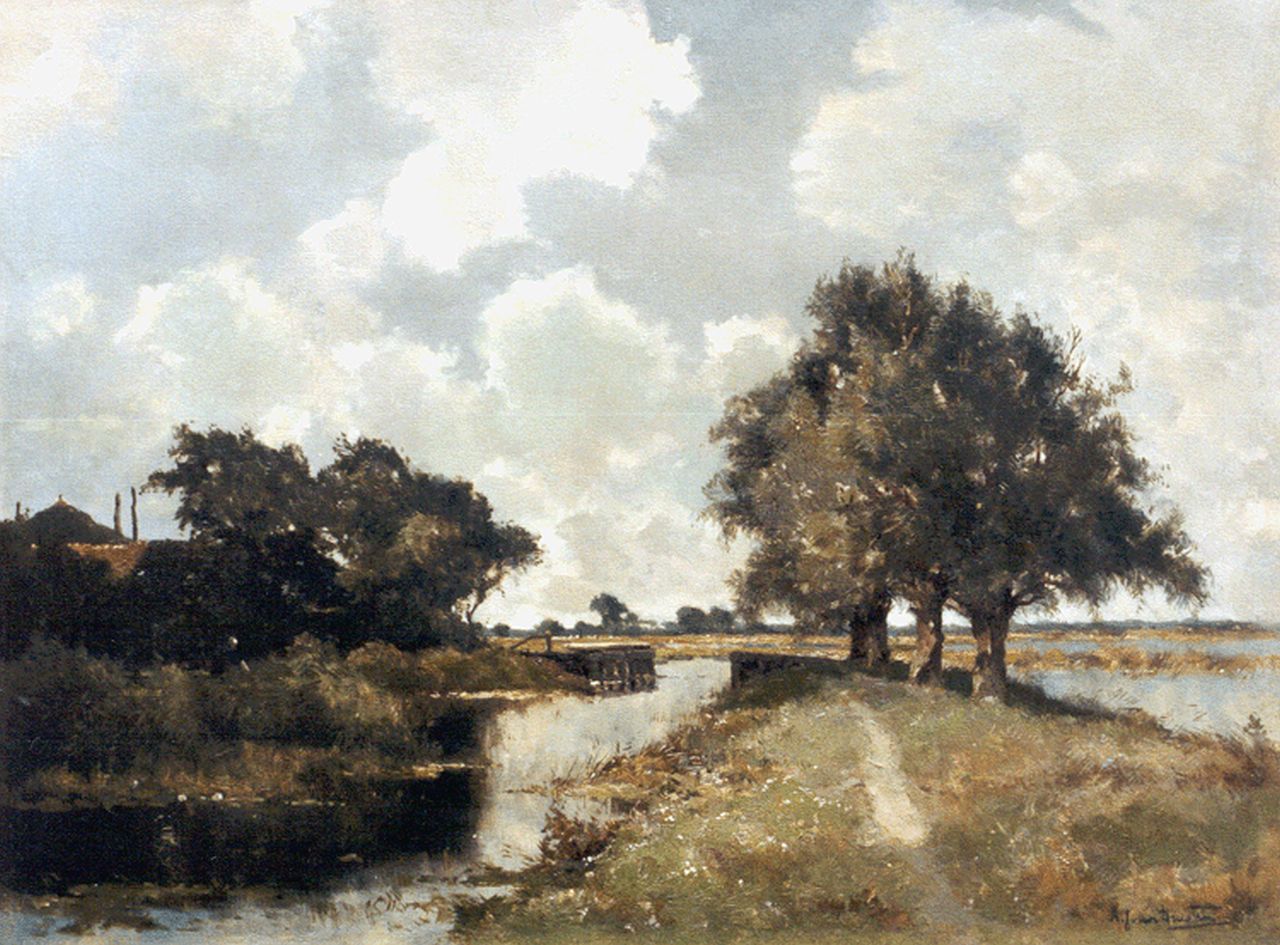 Driesten A.J. van | Arend Jan van Driesten, A river landscape, oil on canvas 51.2 x 67.5 cm, signed l.r.