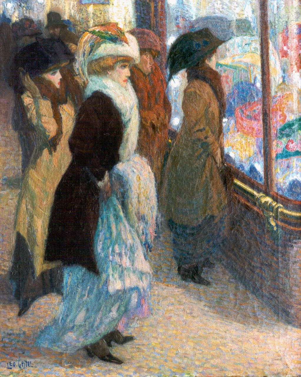 Gestel L.  | Leendert 'Leo' Gestel, De hoedenwinkel, oil on canvas 45.0 x 37.2 cm, gesigneerd linksonder and te dateren ca. 1908