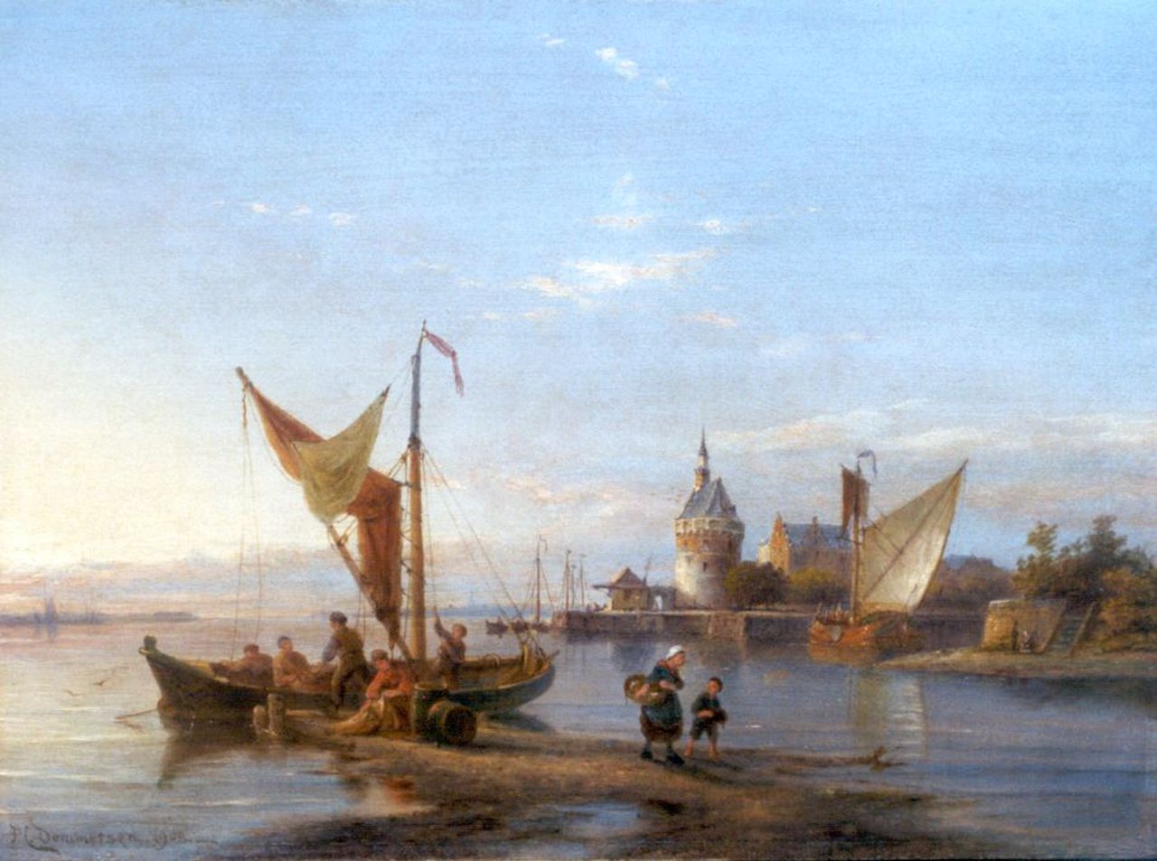 Dommershuijzen P.C.  | Pieter Cornelis Dommershuijzen, A view of the harbor of Hoorn, oil on panel 30.2 x 40.8 cm, signed l.l. and dated 1908