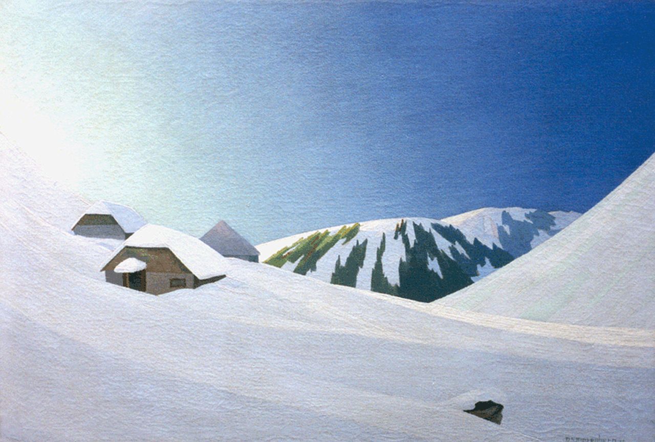 Smorenberg D.  | Dirk Smorenberg, Snow-covered mountainous landscape, oil on canvas 45.3 x 65.2 cm, signed l.r. and dated '24