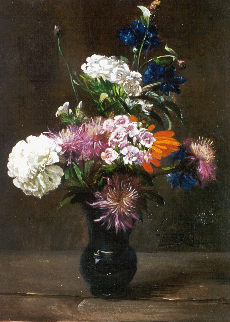 Roelofs jr. W.E.  | Willem Elisa Roelofs jr., A flower still life, oil on panel 30.7 x 22.3 cm, signed l.r.