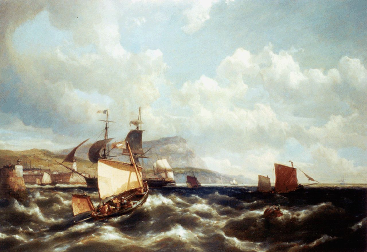 Koekkoek jr. H.  | Hermanus Koekkoek jr., Sailing vessels off the English coast, oil on canvas 60.9 x 91.5 cm, signed l.r.