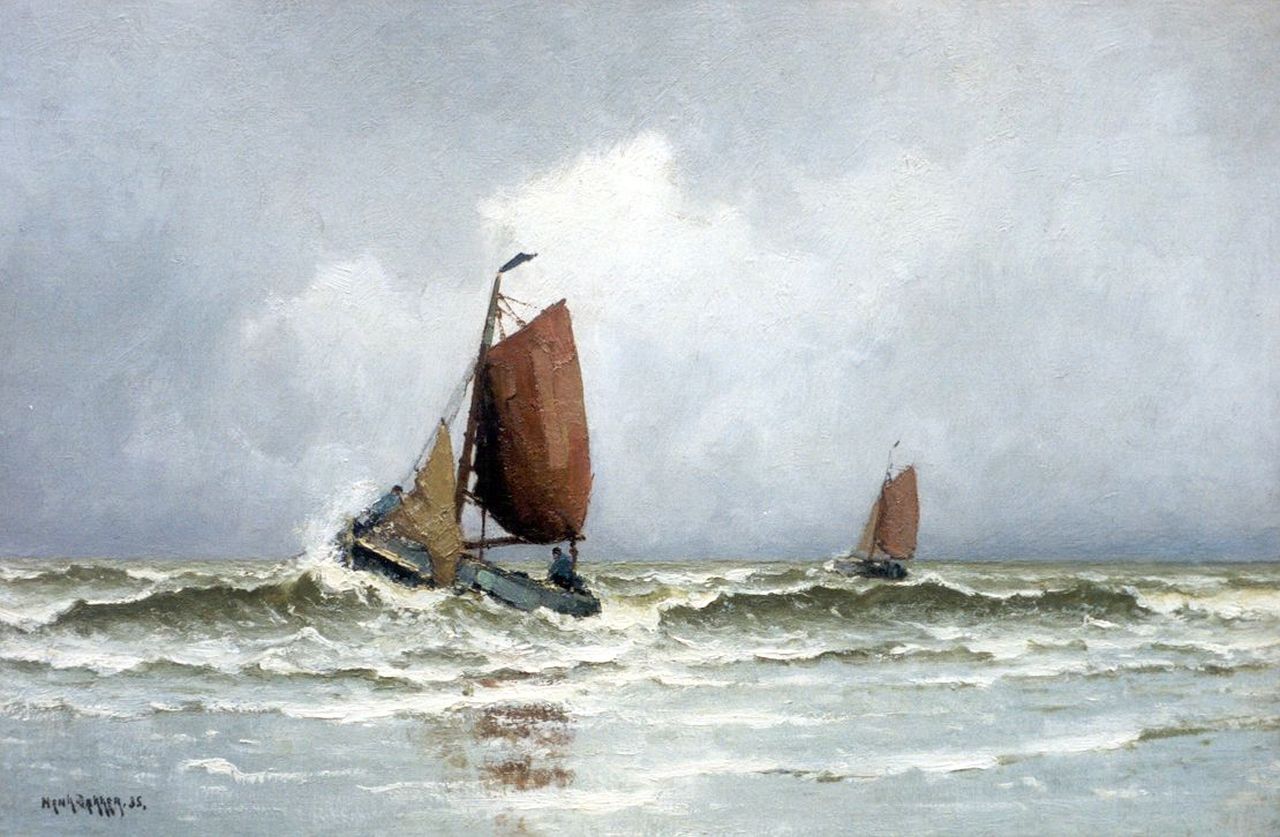 Dekker H.N.  | Henricus Nicolaas 'Henk' Dekker, Shipping in the surf, oil on canvas 40.2 x 60.3 cm, signed l.l. and dated '35