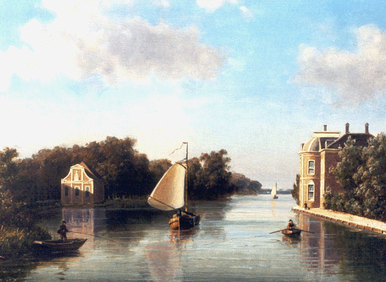 Destrée J.J.  | Johannes Josephus Destrée, A river landscape, oil on panel 24.4 x 33.0 cm, signed l.l. and on the reverse and dated 1865 on the reverse