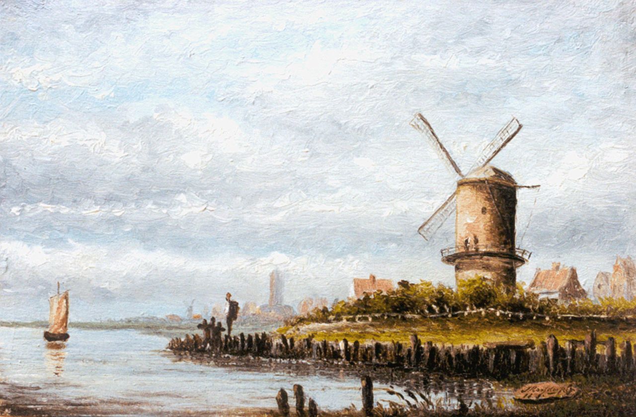 Roosdorp F.  | Frederik Roosdorp, A river landscape, Wijk bij Duurstede, oil on panel 13.1 x 19.9 cm, signed l.r. and indistinctly dated 18..9