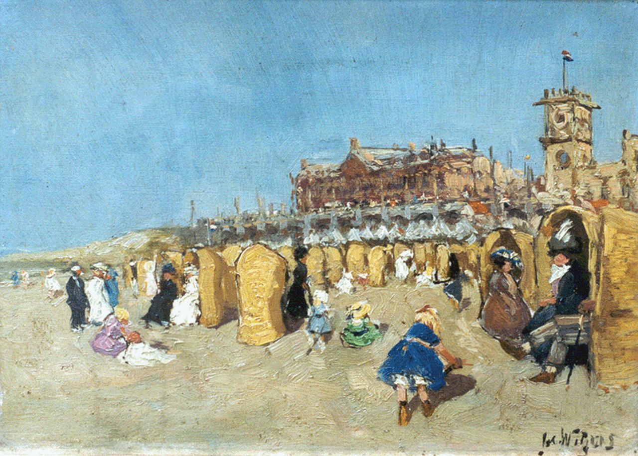 Witjens A.H.  | Adrianus Hendrikus 'Jacques' Witjens, Children playing on the beach, oil on canvas 25.0 x 35.2 cm, signed l.r.