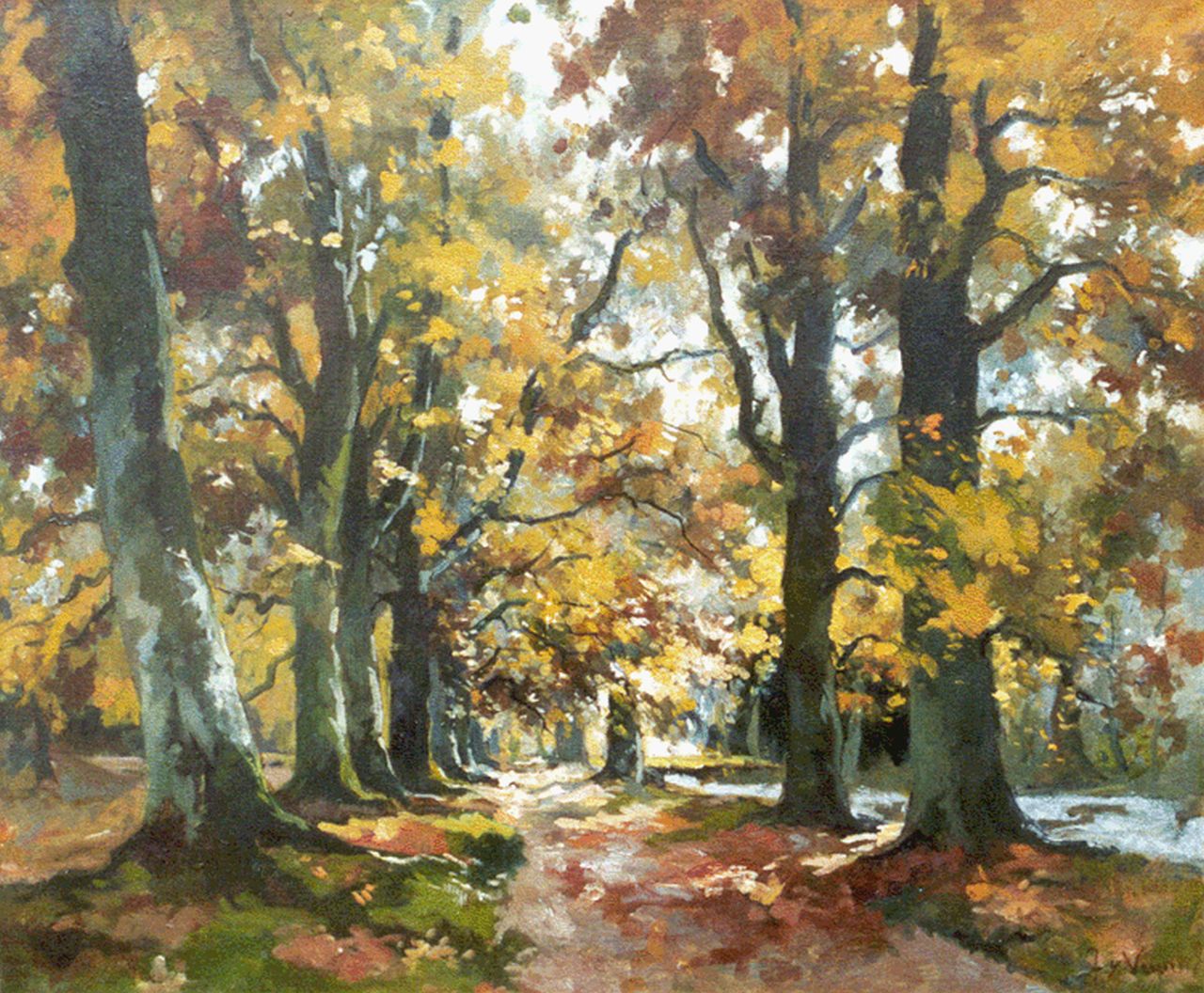 Vuuren J. van | Jan van Vuuren, Fall woods, oil on canvas 50.2 x 60.4 cm, signed l.r.