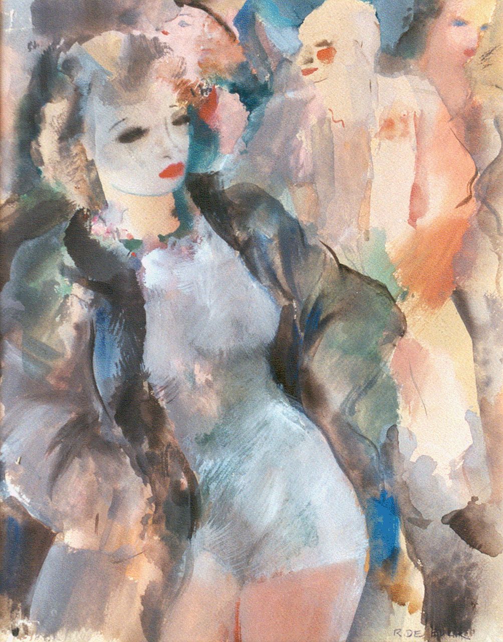 Buck R. de | Raphaël de Buck, Circus performer, watercolour on paper 31.3 x 24.6 cm, signed l.l.