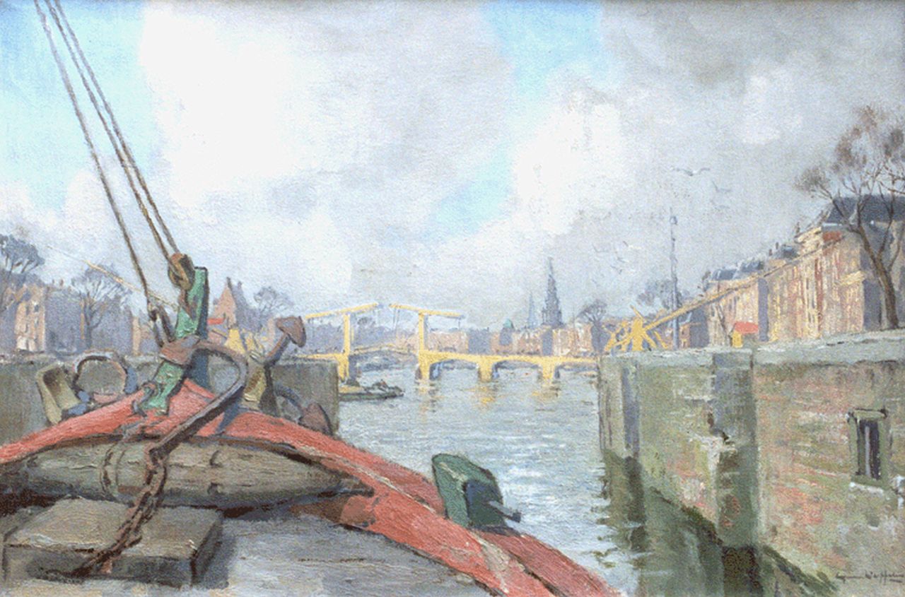 Duffelen G. van | Gerrit van Duffelen, View of the 'Magere Brug', Amsterdam, oil on canvas 40.8 x 60.5 cm, signed l.r. and painted circa 1946