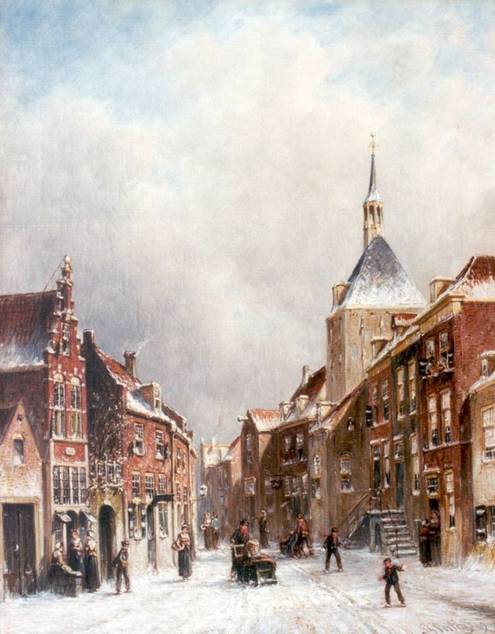 Vertin P.G.  | Petrus Gerardus Vertin, A town in winter, oil on canvas 45.0 x 34.9 cm, signed l.r. and dated '89