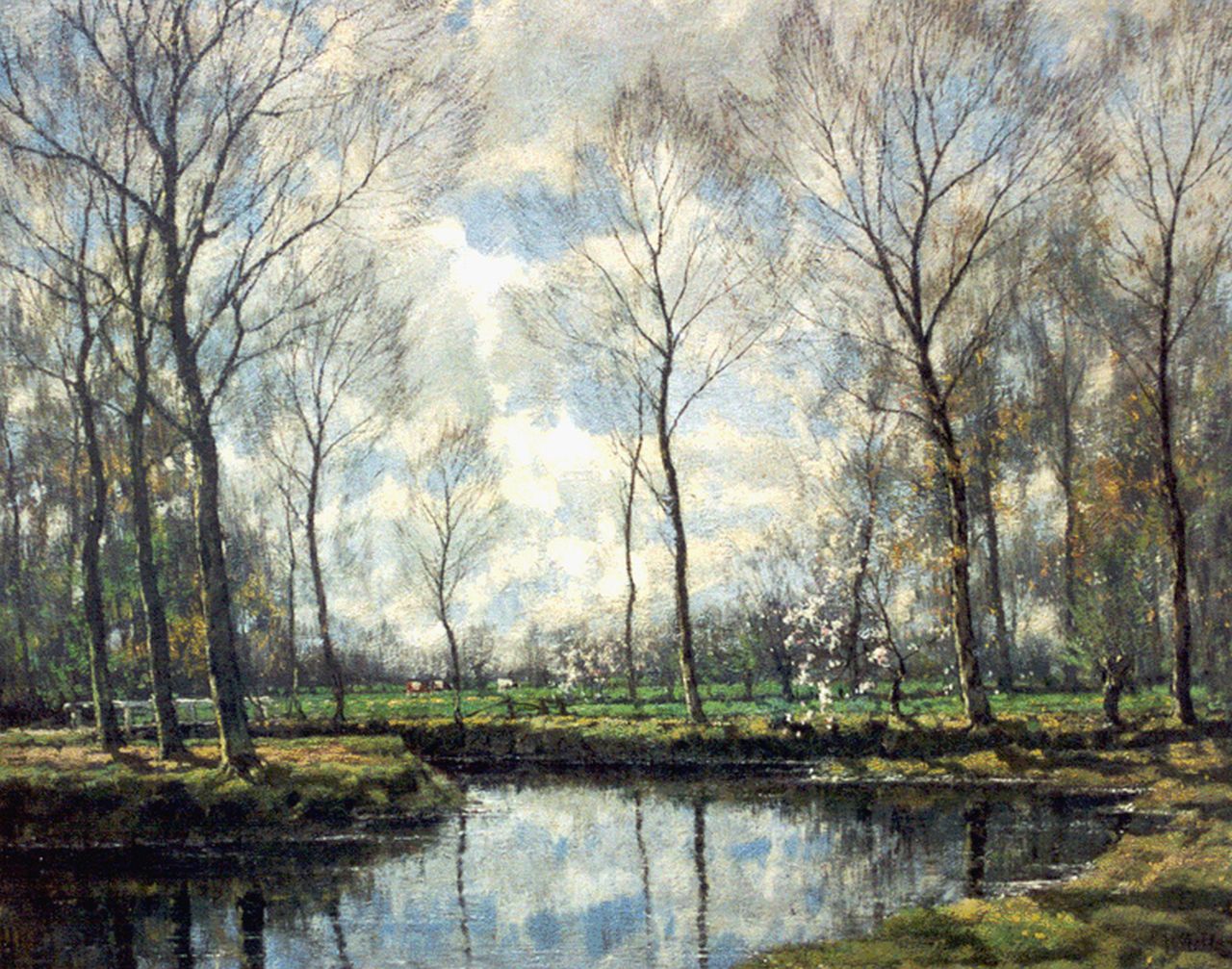 Gorter A.M.  | 'Arnold' Marc Gorter, The Vordense Beek in spring, oil on canvas 75.3 x 95.4 cm, signed l.r.