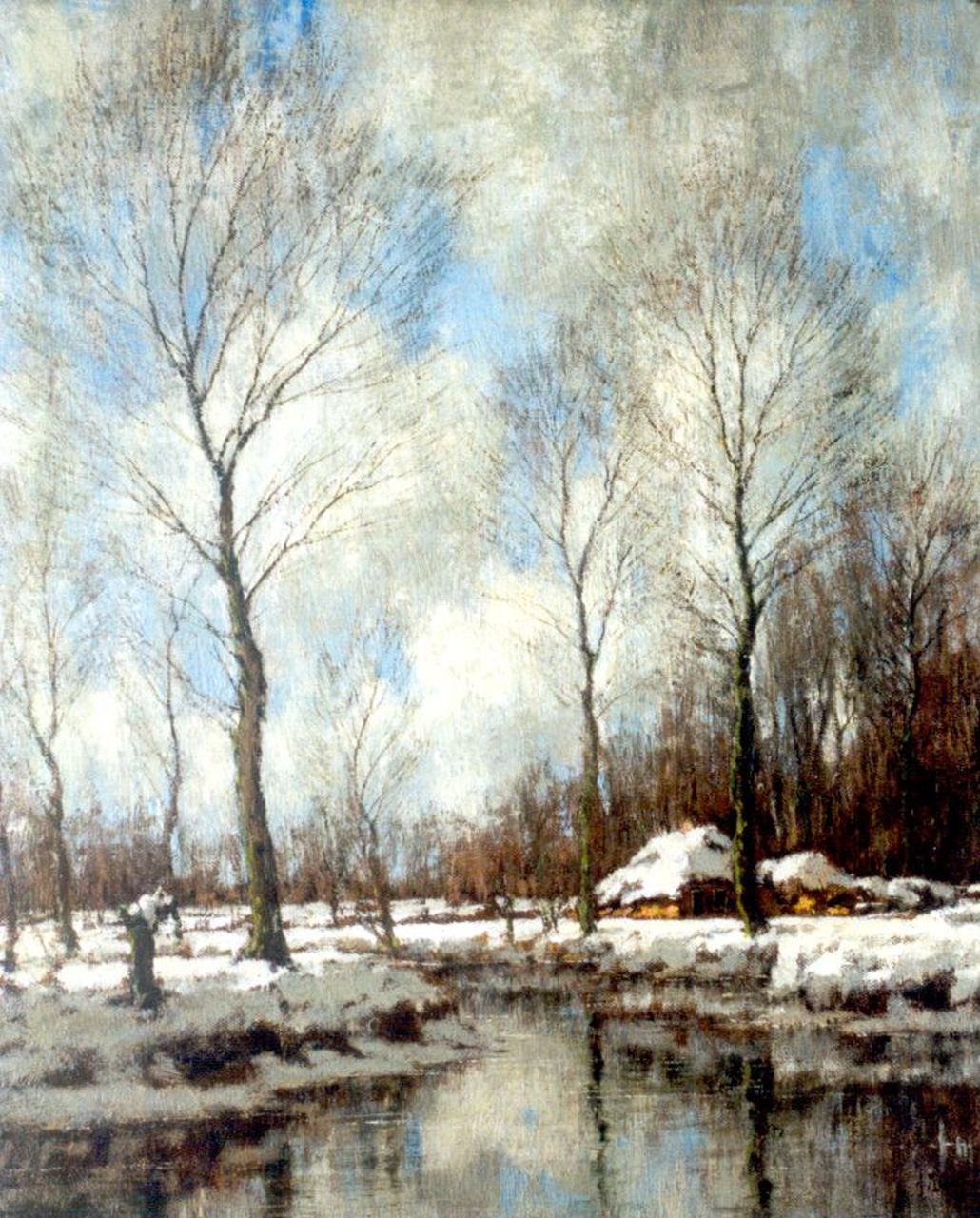 Gorter A.M.  | 'Arnold' Marc Gorter, Winter landscape with the Vordense beek (counterpart of inventory number 6001), oil on canvas 56.5 x 46.5 cm, signed l.r.