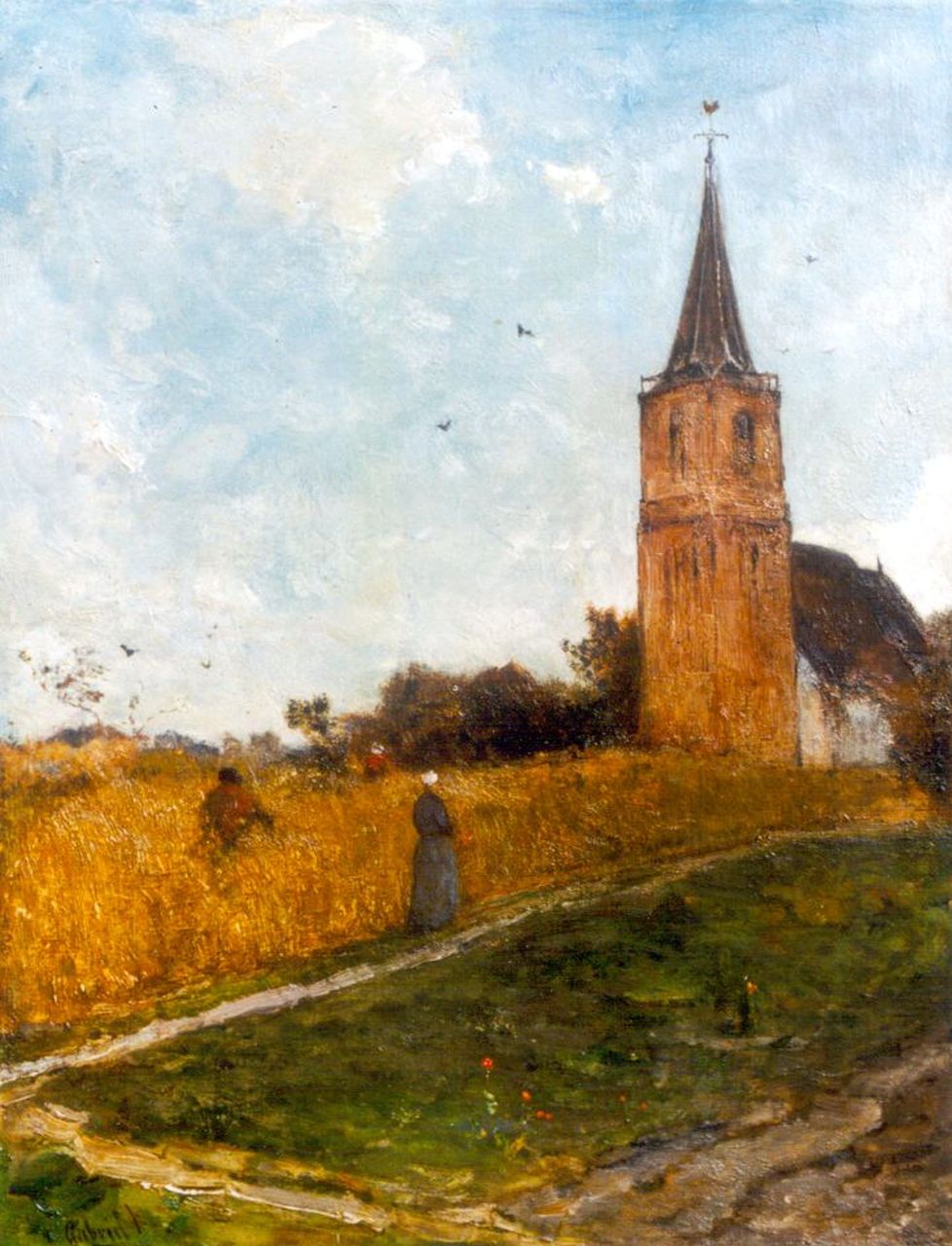 Gabriel P.J.C.  | Paul Joseph Constantin 'Constan(t)' Gabriel, A view of the church of Elspeet, oil on canvas 49.2 x 38.4 cm, signed l.l.