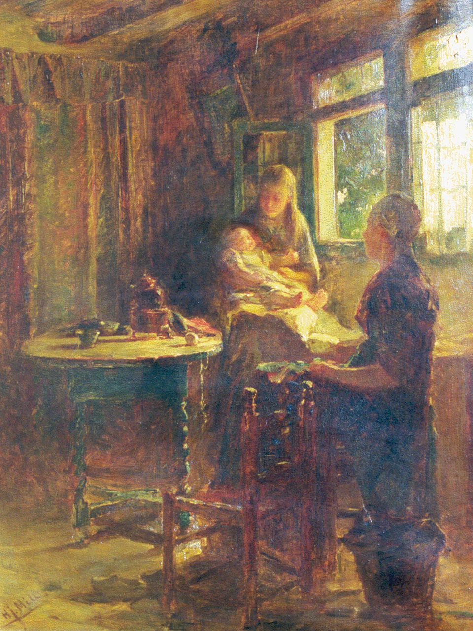 Mélis H.J.  | Henricus Joannes Mélis, The new baby, oil on canvas 88.3 x 68.3 cm, signed l.l.