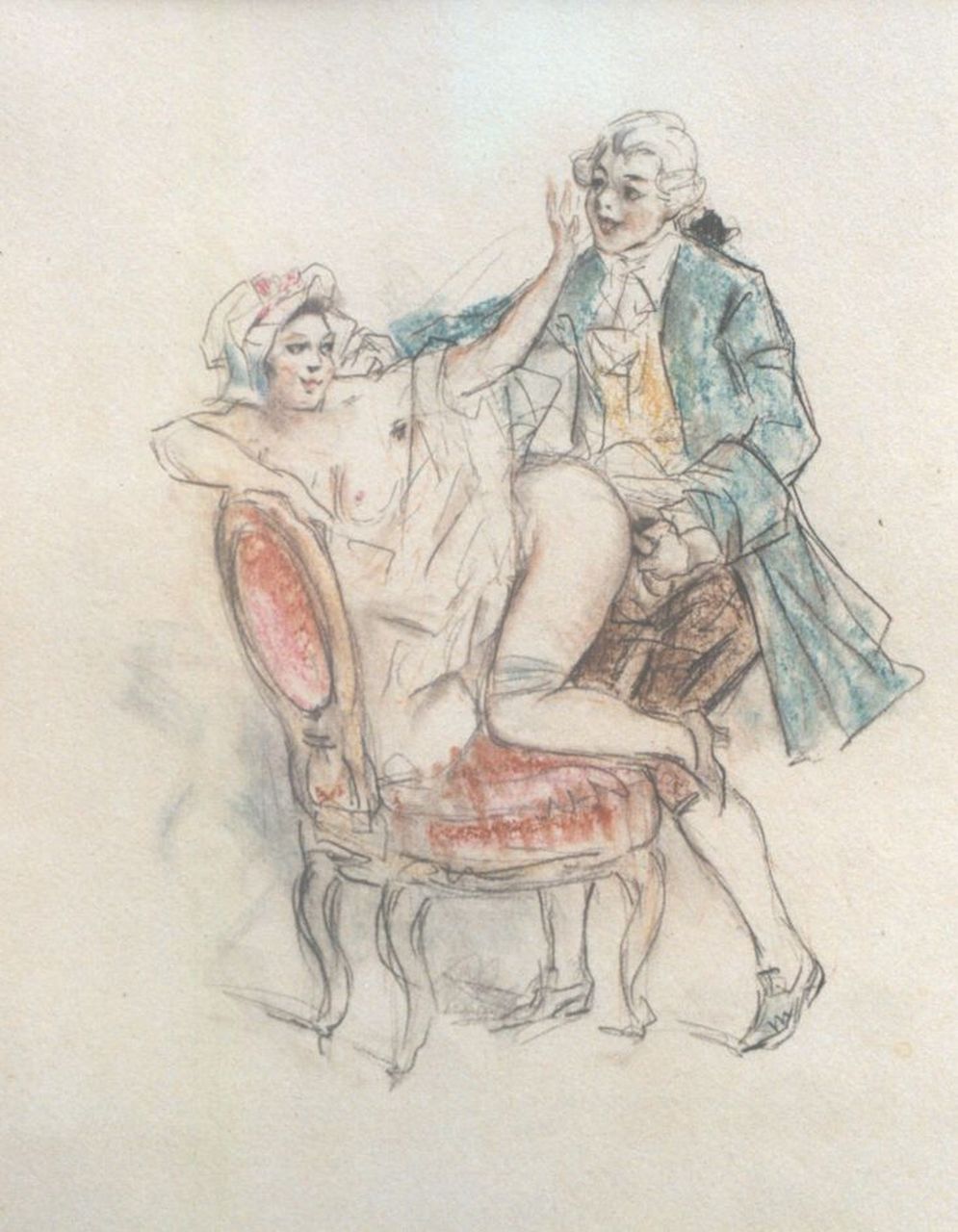 Poulton T.L.  | Thomas Leycester 'Tom' Poulton | Watercolours and drawings offered for sale | Tu te trompes brigand!, coloured pencil on paper 21.5 x 18.0 cm
