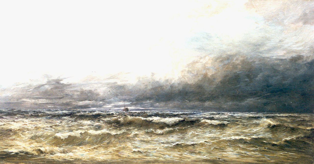Arden H.  | Henri Arden, Mauvais temps au large Mer du Nord, oil on canvas 90.0 x 170.0 cm, signed l.r.