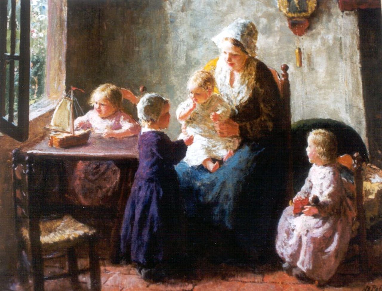 Pothast B.J.C.  | 'Bernard' Jean Corneille Pothast, A happy family, oil on canvas 32.2 x 40.3 cm, signed l.r.