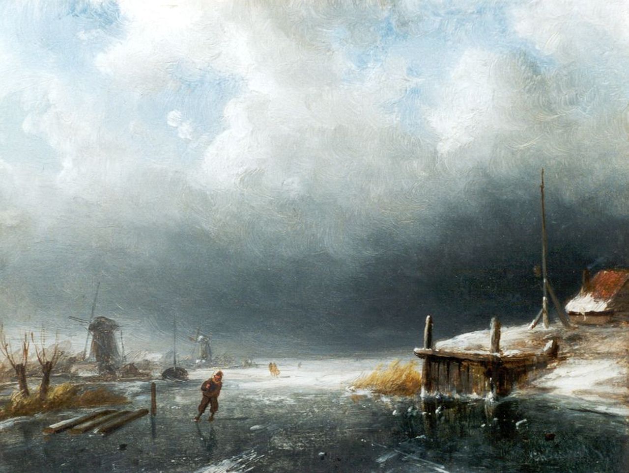 Leickert C.H.J.  | 'Charles' Henri Joseph Leickert, An upcoming storm, oil on panel 13.6 x 18.0 cm, signed l.r.