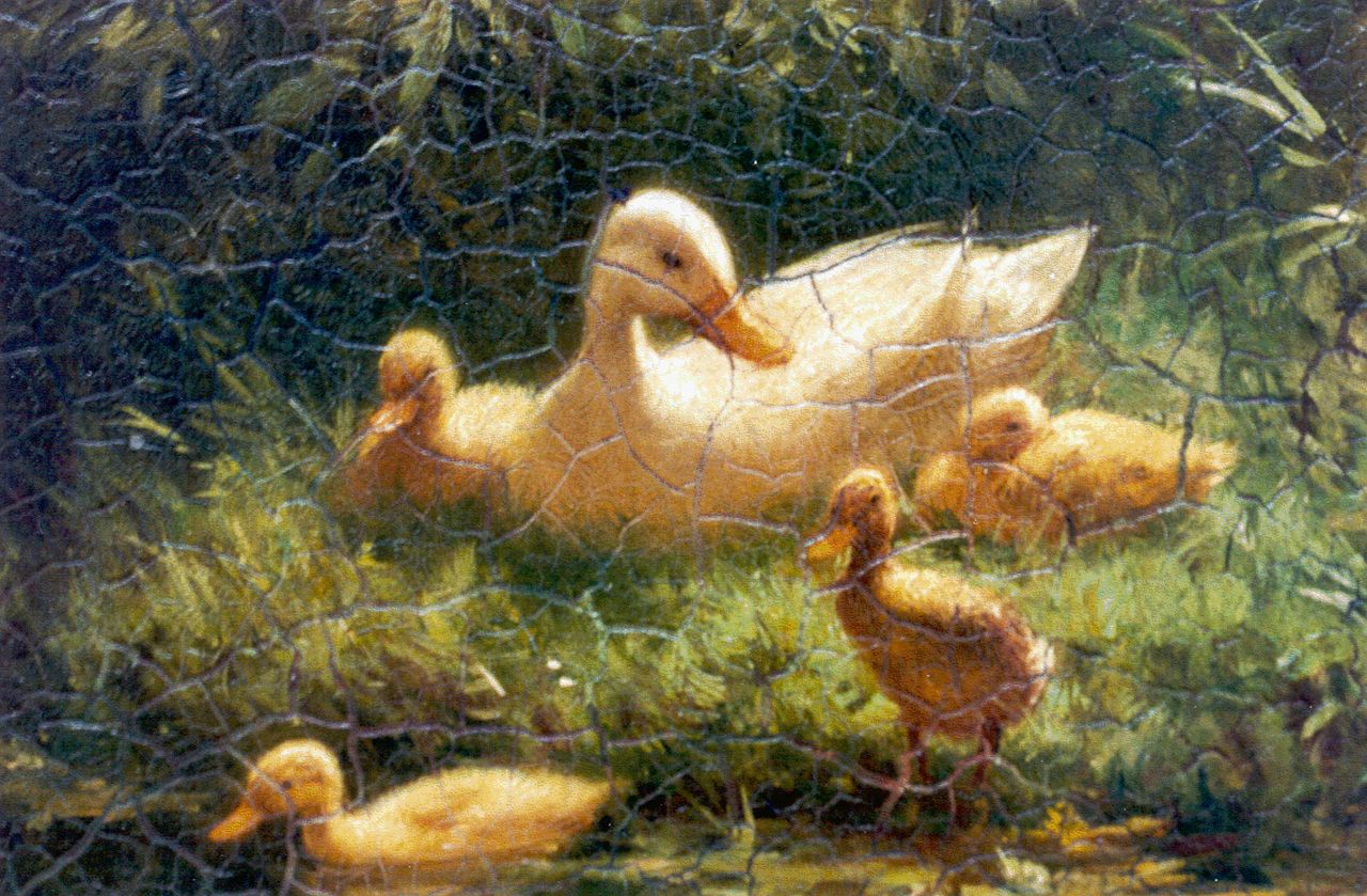 Artz C.D.L.  | 'Constant' David Ludovic Artz, Duck with ducklings, oil on panel 18.0 x 24.1 cm, signed l.l.