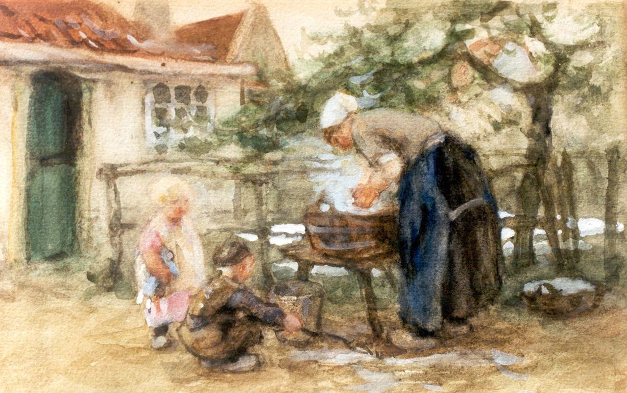 Zoetelief Tromp J.  | Johannes 'Jan' Zoetelief Tromp, Laundress, watercolour on paper 14.7 x 21.8 cm, signed l.l.