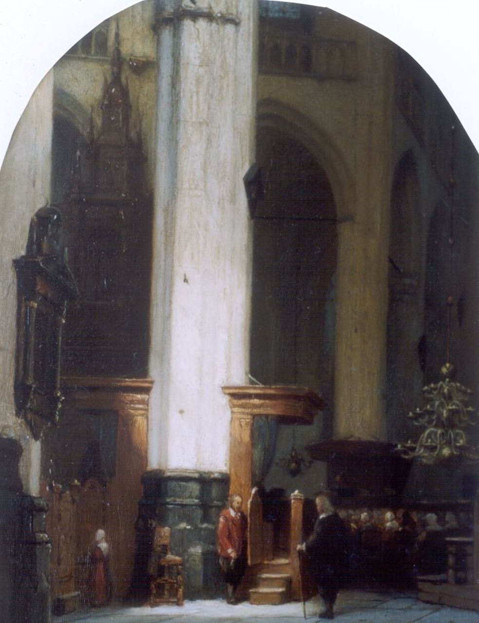 Schenkel J.J.  | Jan Jacob Schenkel, A church interior, oil on panel 30.9 x 24.2 cm, signed l.r.