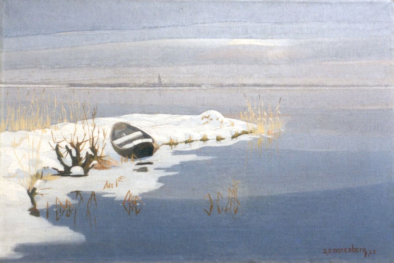Smorenberg D.  | Dirk Smorenberg, The Loosdrechtse Plassen in winter, oil on canvas 40.3 x 60.5 cm, signed l.r. and dated '23