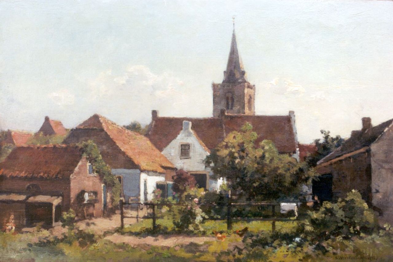 Vreedenburgh C.  | Cornelis Vreedenburgh, A yard, oil on panel 28.3 x 42.9 cm, signed l.r. and dated 1936