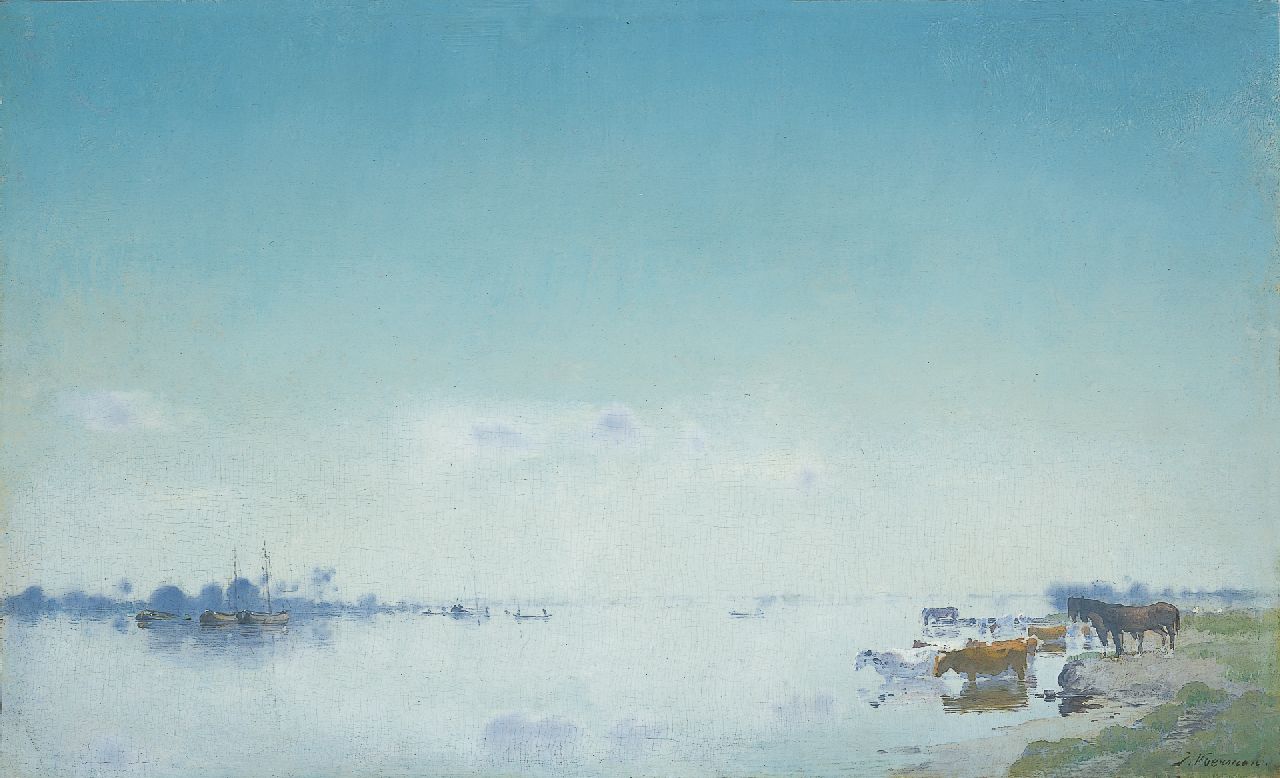 Voerman sr. J.  | Jan Voerman sr., A view of the river IJssel, Hattem, oil on panel 37.5 x 61.1 cm, signed l.r.